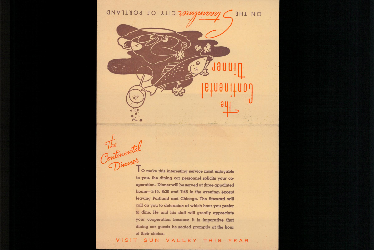 Vintage Menu: The Continental Dinner on the “Union Pacific” — Streamliner — City of Portland — 1941