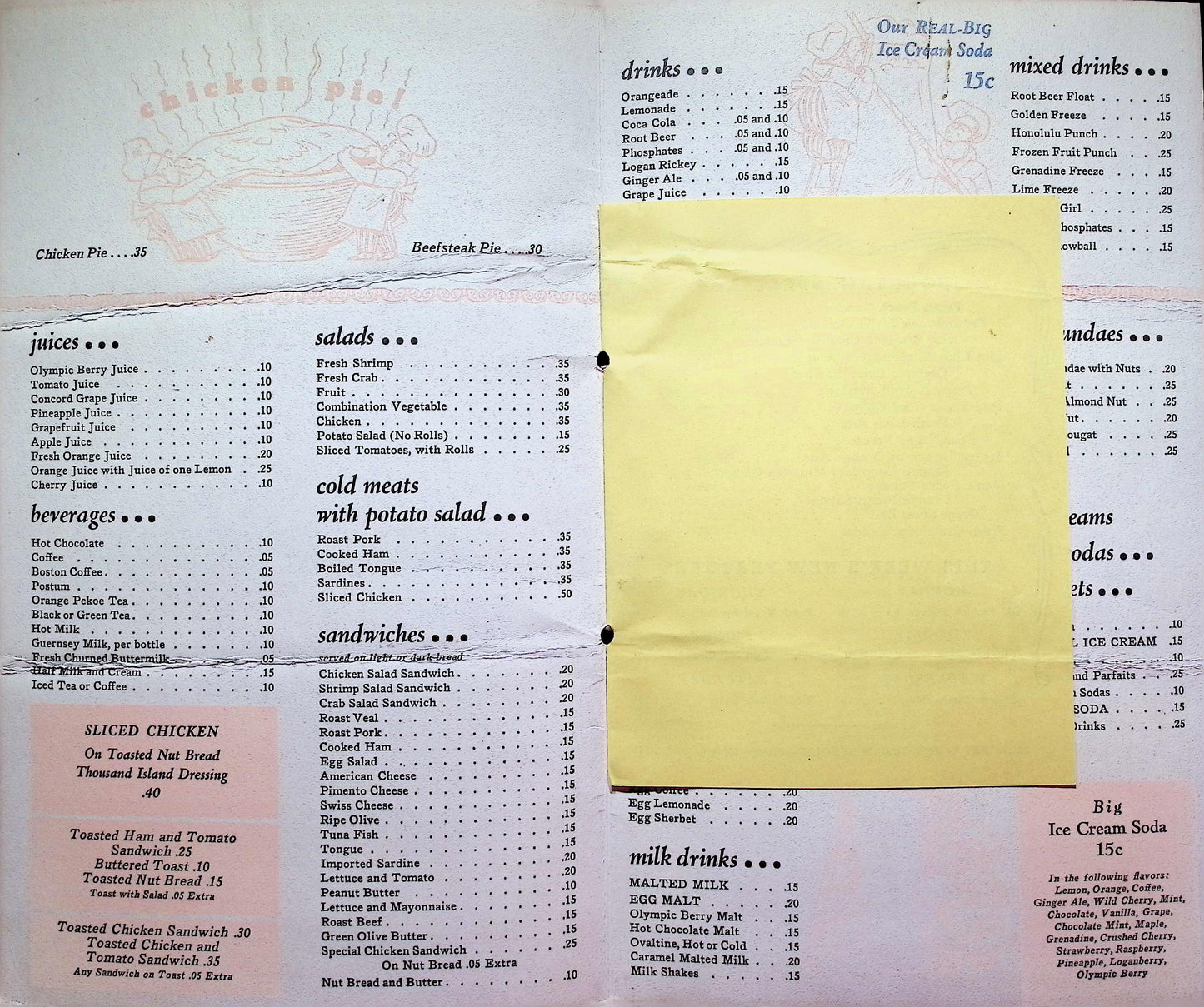 Menu #13 – Frederick and Nelson - Seattle - The Fountain - 1940's