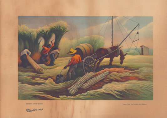 Vintage Menu: Fred Harvey - Crossroads Room at Dearborn Street Station, Chicago - Thomas Hart Benton - 1946