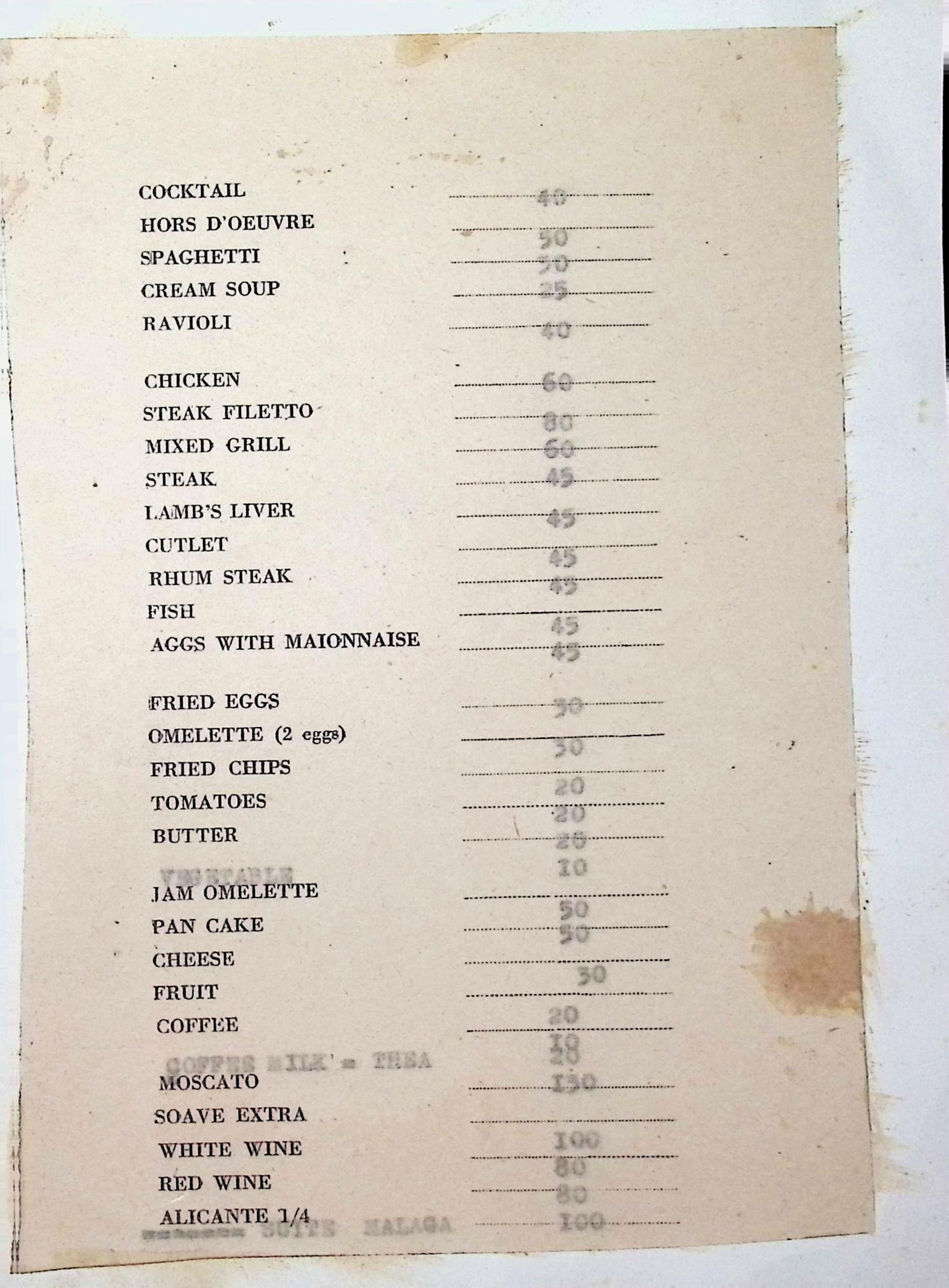 Vintage Menu #11 - 1934 — Restaurant Tres Chefs — Giulio Cesare Flavio — Tripoli Libya