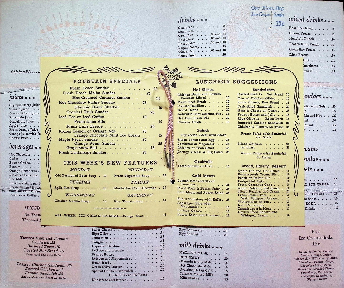 Menu #13 – Frederick and Nelson - Seattle - The Fountain - 1940's